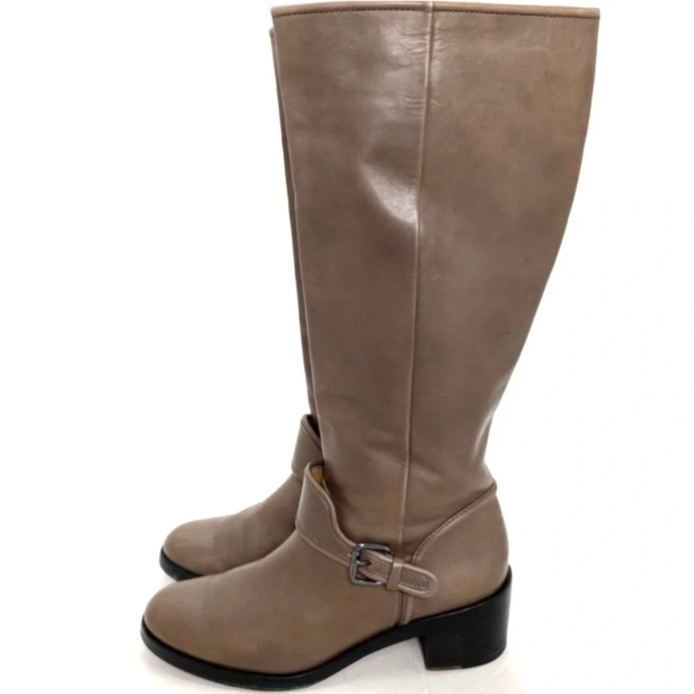 Coach Cecclia Belted Knee High Classic Riding Boot in Mushroom Brown Size 8